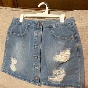 Forever 21 Blue Distressed Mini Skirt